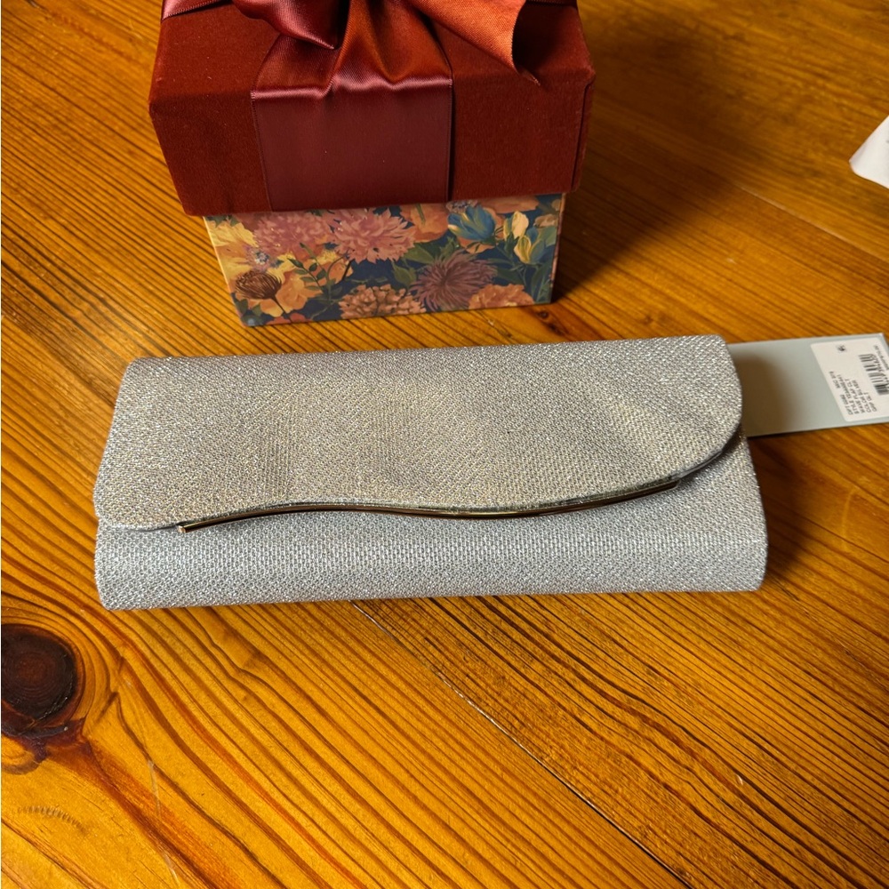 ANTONIO MELANI Shimmering Silver Clutch  NWT